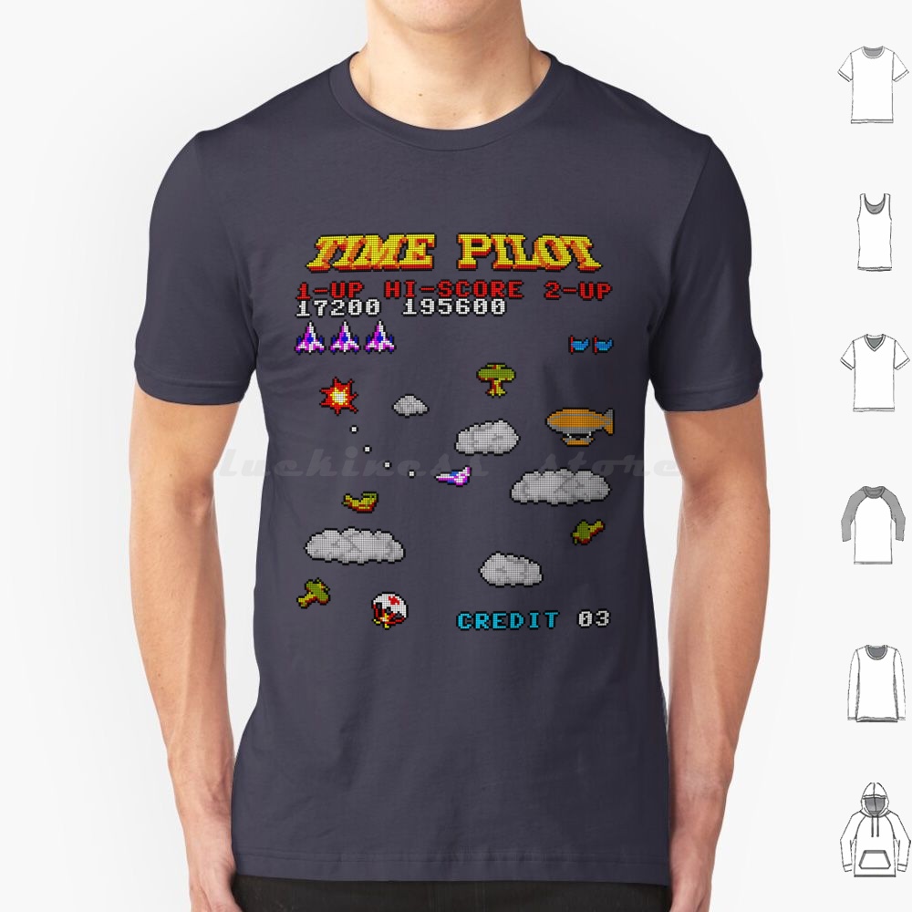 Retro Gaming T Shirt - Kaus Time Pilot 2 Katun Pria